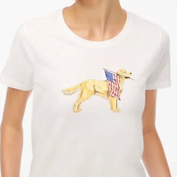 J. Crew Factory by955 Patriotic Dog Graphic Collector's Tee For Women size xs NW - Picture 2 of 8